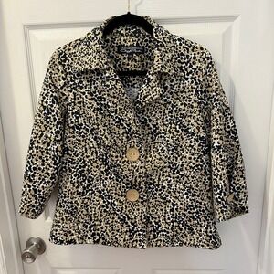 Vintage Windridge Cheryl Nash Women's Size M Leopard Animal Print Blazer Jacket